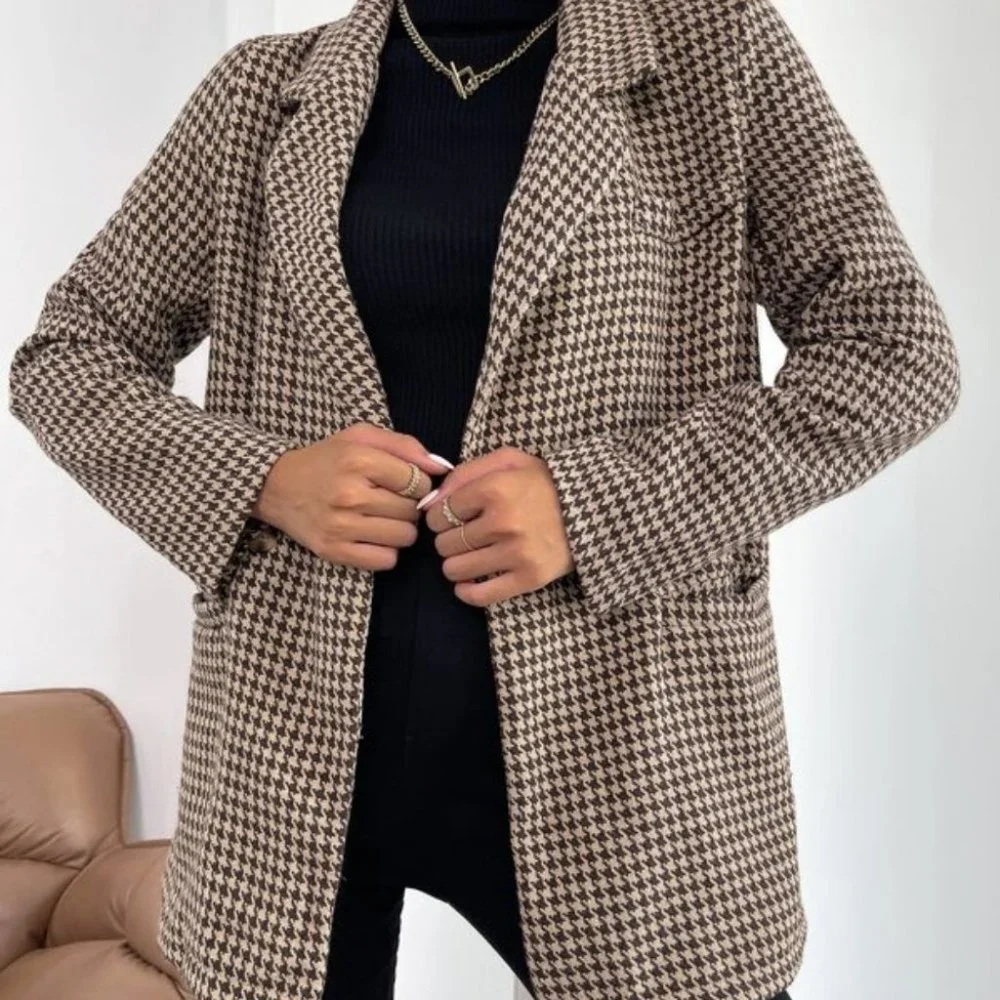 Classic Houndstooth Dual Pocket Double Button Blaz - Picture 6 of 7